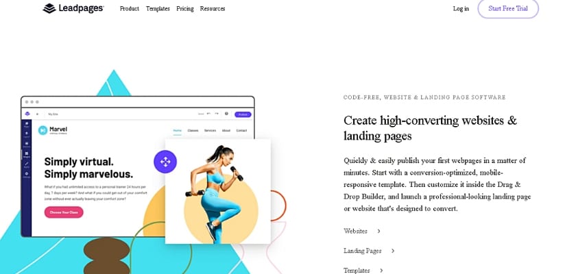 Homepage di Leadpages – Come creare una landing page senza sito