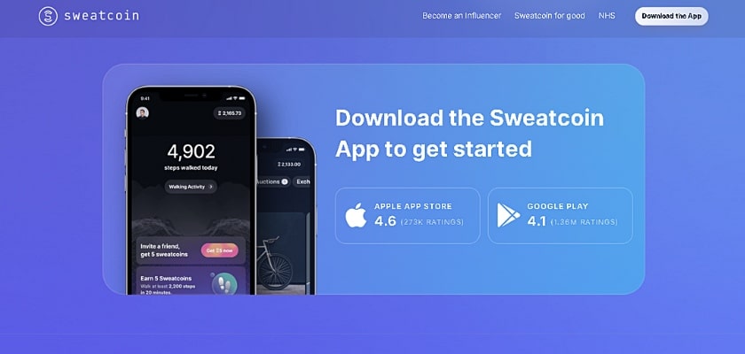 Pagina principale del sito Sweatcoin – Guida alle migliori app per guadagnare soldi